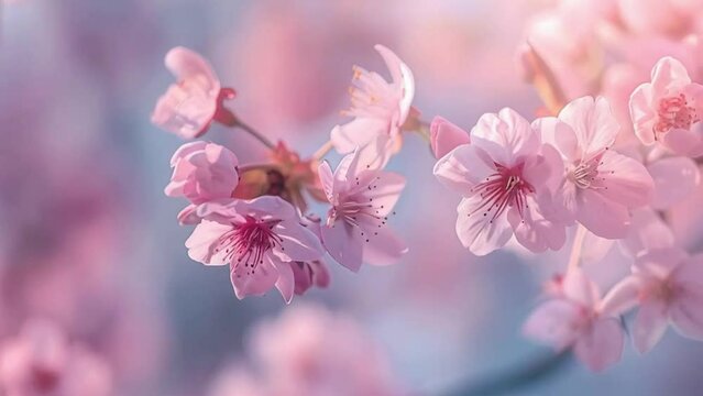 pink cherry blossom spring tree on blur background