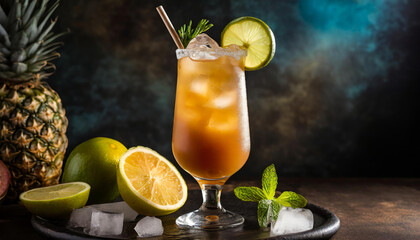 bahama mama cocktail with lemon