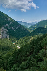 Montenegro. Beautiful valley of Tara river and Montenegro mountains.