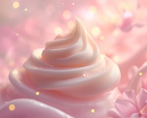 Abstract Confection. Pink Whipped Cream in Blooming Artistry