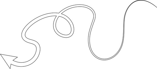 Arrows curve and wavy set. Hand drawn thin line