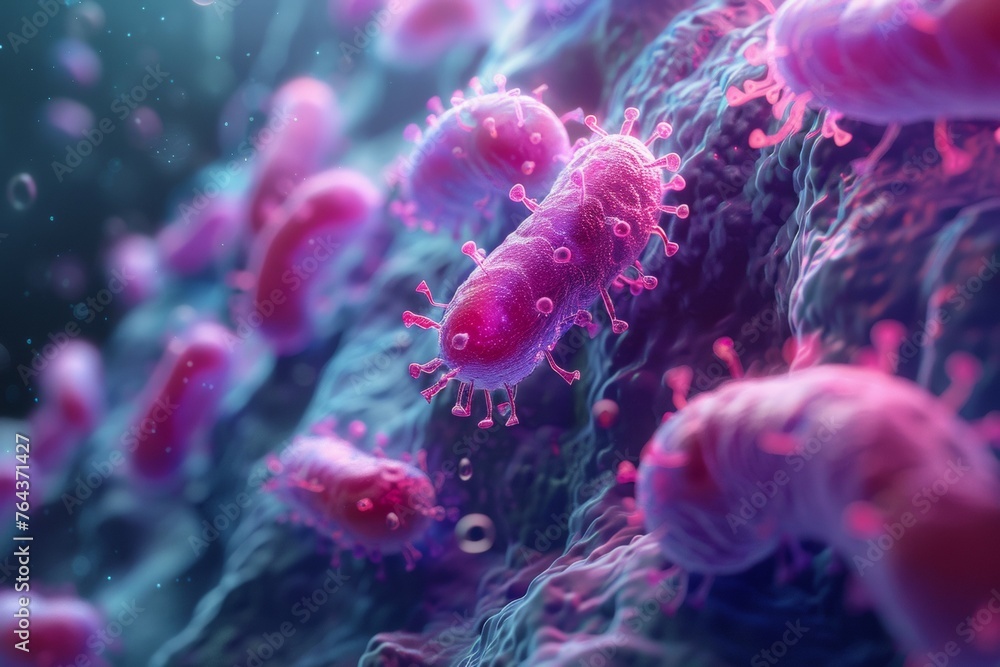 Poster bacteria close up. science and research concept. background with selective focus and copy space