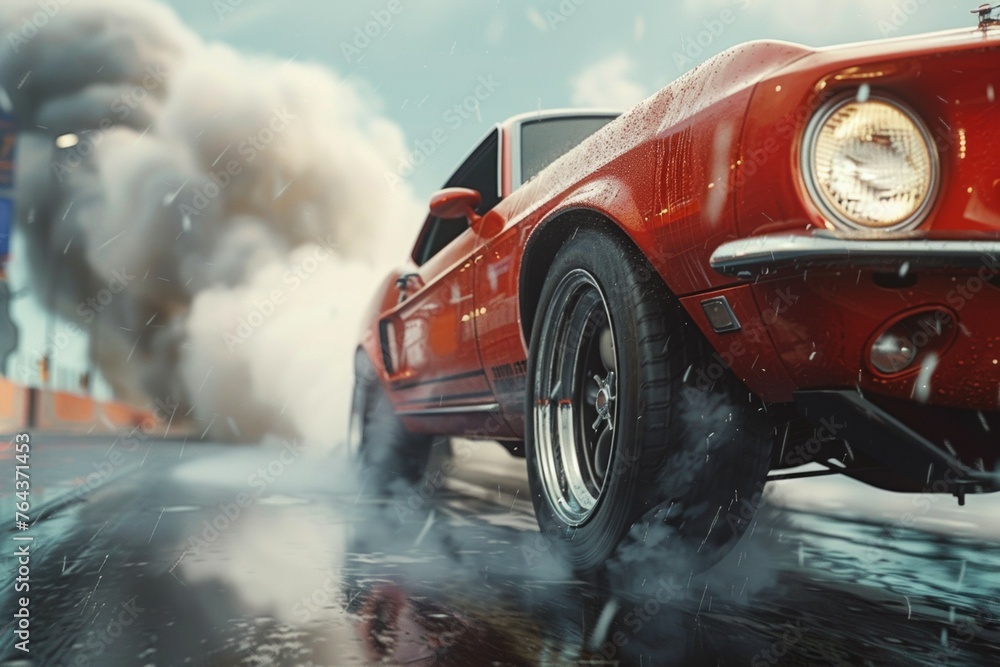 Aufkleber drifting and racing concept. background with selective focus and copy space
