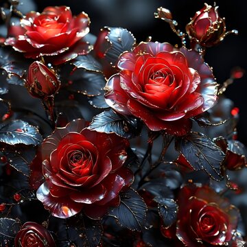Crystal red roses background