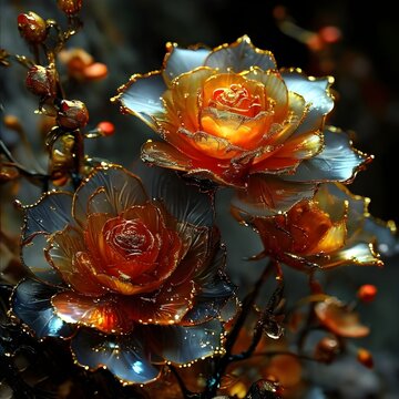 Golden Crystal roses background