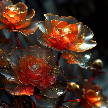 Golden Crystal roses background