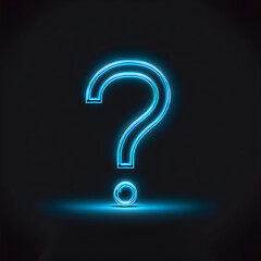 Bold Blue Neon Question Mark Icon: Eye-catching Symbol for Inquiries(Generative AI)