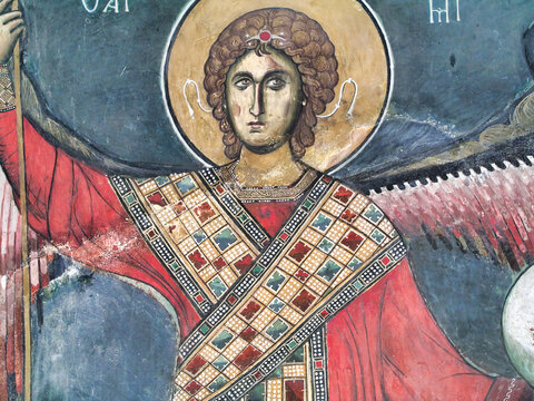 The frescoes of the Orthodox - Byzantine - La Panagia tou Araka, or Arakos (Cyprus) -  Archangel Michael