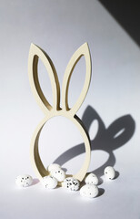 yellow easter rabbit shadow with eggs