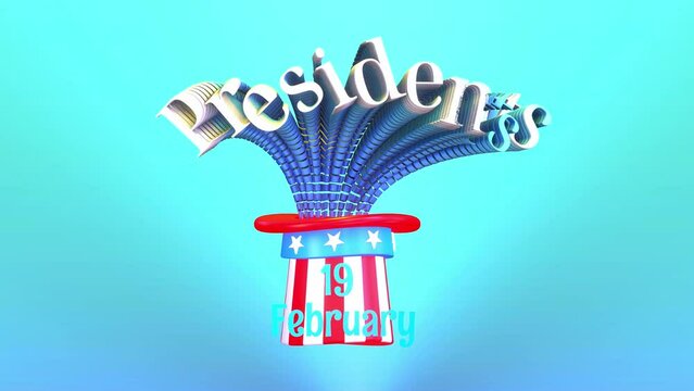 Motion graphic animation of a hat commemorating Presidents' Day