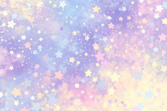 虹色の空に散りばめた幻想的なたくさんの可愛い星