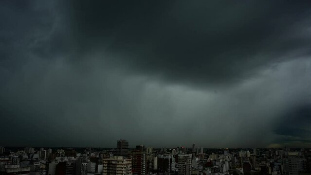  storm clouds moving into the city of Buenos Aires, Argentina, during summer of el nino year 2024