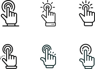 hand clicking icons set vector