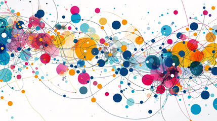 Abstract of circles that are of different sizes and colours, feeling of movement and energy.