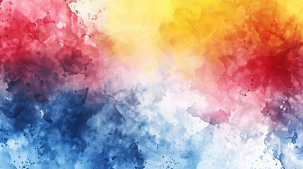 colors of red, yellow, and blue add depth to the white space for creative use in graphic designs or digital art. Watercolor splash background. 