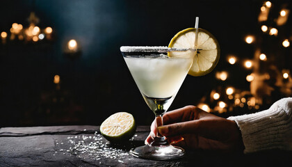 hand holding a white lady cocktail