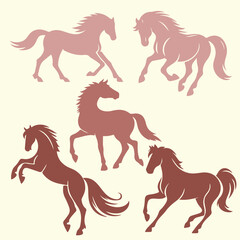 Horse silhouette Decal Vector Set