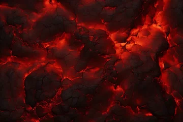Poster Red lava texture background, lava Flow Wallpaper, lava background, lava Wallpaper, lava Texture, heat red cracked ground texture after eruption volcano, AI Generative © Forhadx5