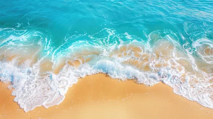 Zelfklevend Fotobehang Stunning aerial shot captures serene beach bathed in sunlight, Ai Generated. © Crazy Juke