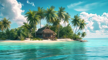Obraz premium Ultimate summer getaway, tropical island escape in the South, Ai Generated.