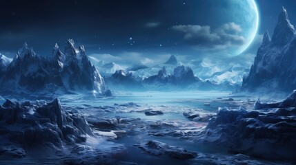 Fototapeta premium landscape adorned with majestic icebergs, Ai Generated.