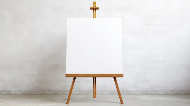 An inviting blank canvas on a wooden easel sparks creativity, ready for artistic inspiration. Ai Generated