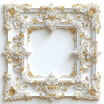 White plaster frame with uzovari on a white background