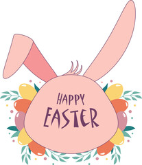 Happy Easter design element. Vector design in flat style isolated on transparent background.