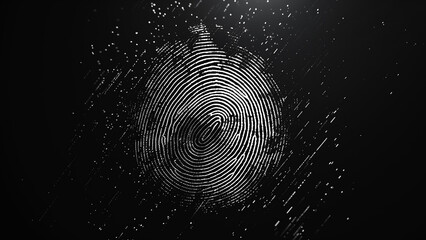 Glowing fingerprint on a black background. Concept of modern technology and personal identification. - obrazy, fototapety, plakaty