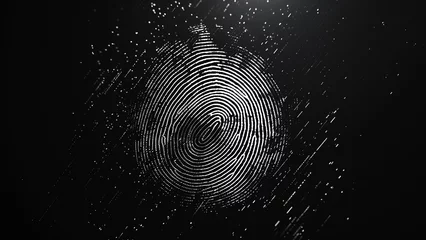 Foto op Canvas Glowing fingerprint on a black background. Concept of modern technology and personal identification. © Andrii