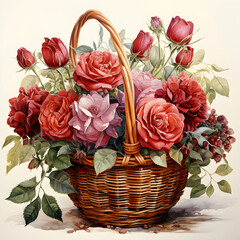 Fototapeta na wymiar basket of roses