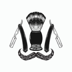 Set of vintage monochrome element barbershop. Vector logo design concept