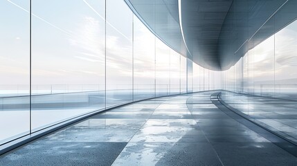 3d render abstract geometric futuristic glass and concrete floor building architecture. AI generated