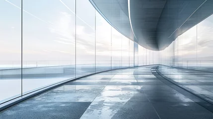 Foto op Plexiglas 3d render abstract geometric futuristic glass and concrete floor building architecture. AI generated © yusufadi