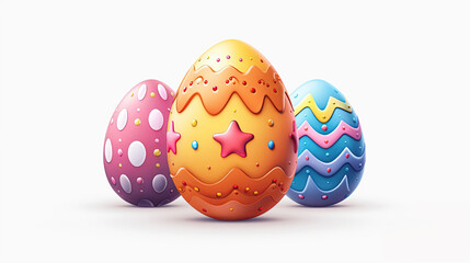 Three cartoon color Easter Eggs  over white 
