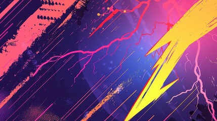Thunder illustration electrifies a comic abstract pop art background, Ai Generated.