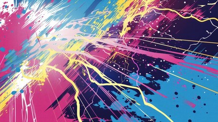 Thunder illustration electrifies a comic abstract pop art background, Ai Generated.
