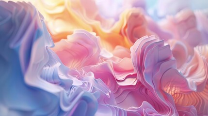 Dreamy 3D abstract background blends pastel colors and swirling shapes, Ai Generated.