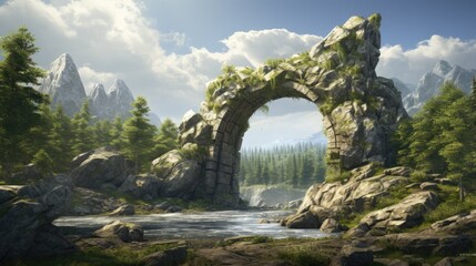 The stone arch stands as a timeless marvel of nature's craftsmanship, Ai Generated.