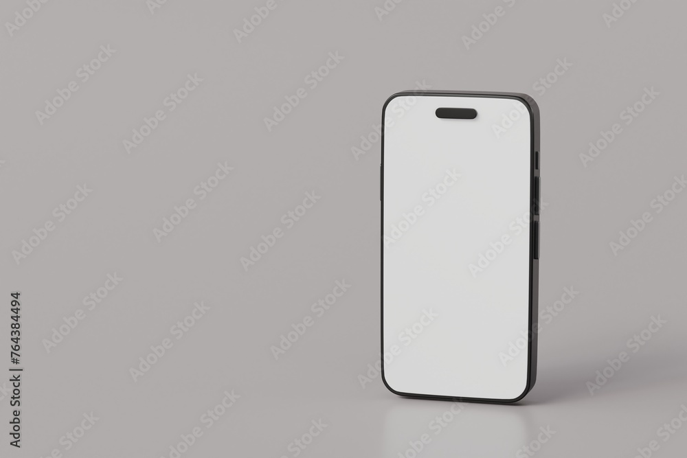 Poster 3d minimal black mobile phone or smart phone with empty screen icon. cartoon smartphone isolated on 