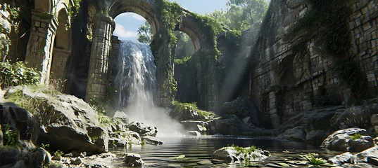 Fototapete Waldfluss waterfall in the forest
