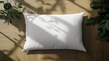 3D illustration of white rectangular flat lay pillow mockup.