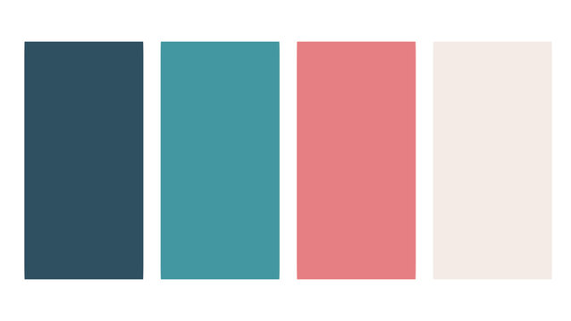 Blue, pink, white color palette. Set of bright color palette combination in rgb hex. Color palette for ui ux design. Abstract vector illustration for your graphic design, banner, poster, landing page