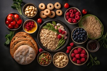 gluten-free food, bread, tomato and berries