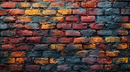 Brick wall texture background. Red brick wall wallpaper in vintage style. Orange background....