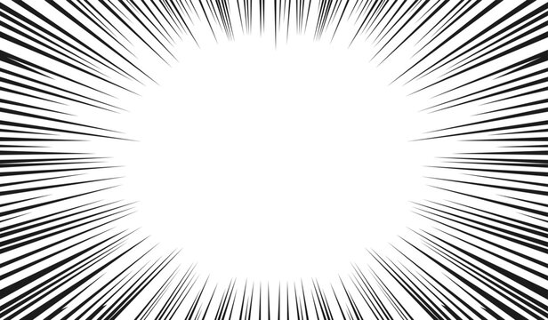 Abstract Comic Book Flash Explosion With Radial Lines On White Background. Vector Superhero Manga And Anime Design.