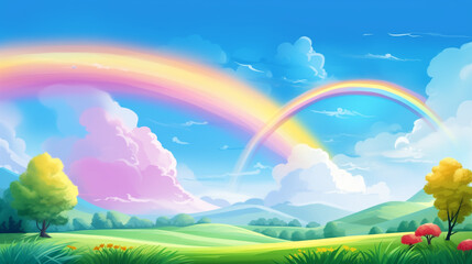 rainbow over grass