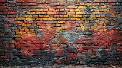 Brick wall texture background. Red brick wall wallpaper in vintage style. Orange background. Interior of brick building. Red brickwork. House construction industry background. Loft style house wall