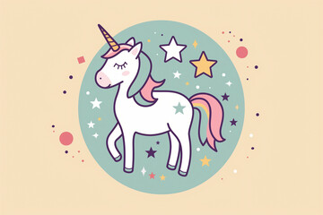 A cartoon unicorn with a star on its head