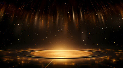 Abstract background with golden glitter on dark background